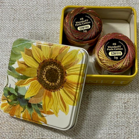 Sunflower Tin with Wonderfil Thread