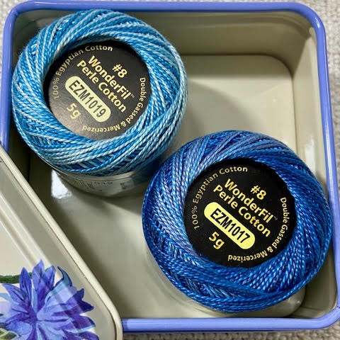 Cornflower Tin with Wonderfil Thread
