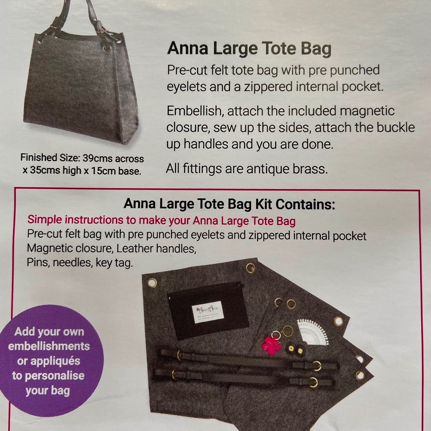 Anna Large Tote Bag Kit